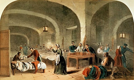 Sketch of a ward at the Hospital at Scutari, c.1856 van Joseph-Austin Benwell