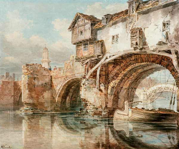 W.Turner, Old Welsh Bridge in Shrewsbury van William Turner