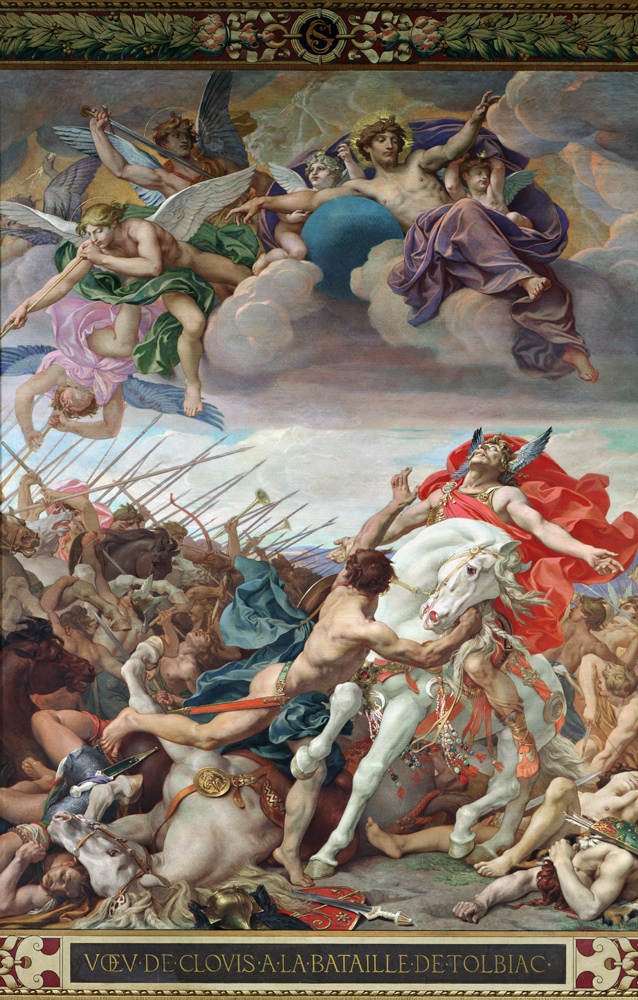 The Vow of Clovis (465-511) at the Battle of Tolbiac in 506, from the right transept van Joseph Paul Blanc