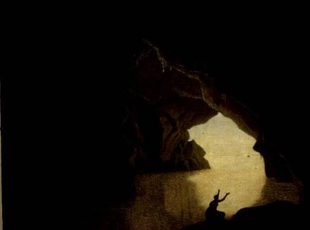 A Grotto in the Gulf of Salernum, with the figure of Julia, banished from Rome van Joseph Wright of Derby