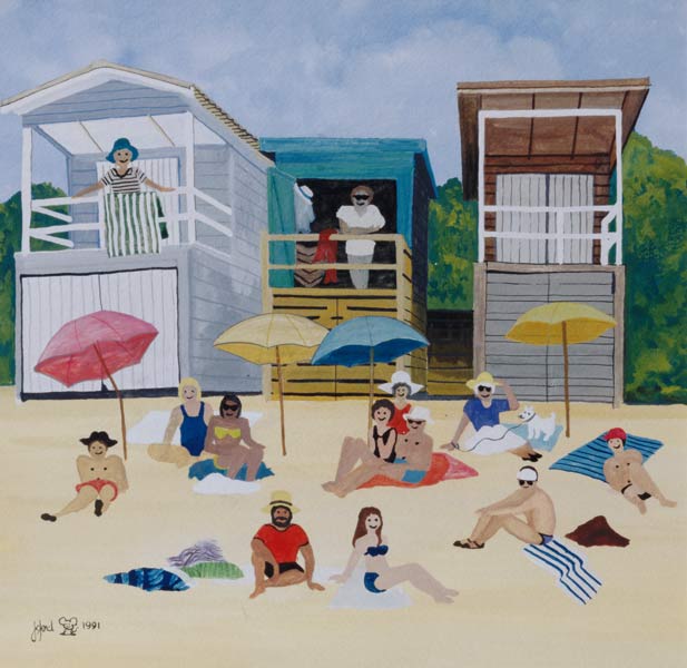 Beach Huts, 1991 (w/c)  van Judy  Joel
