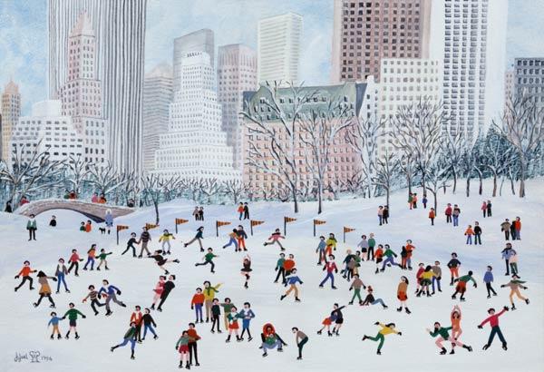 Skating Rink, Central Park, New York, 1994 (w/c) 