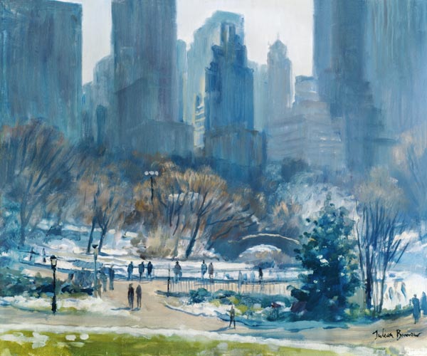 Winter in Central Park, New York, 1997 (oil on canvas)  van Julian  Barrow