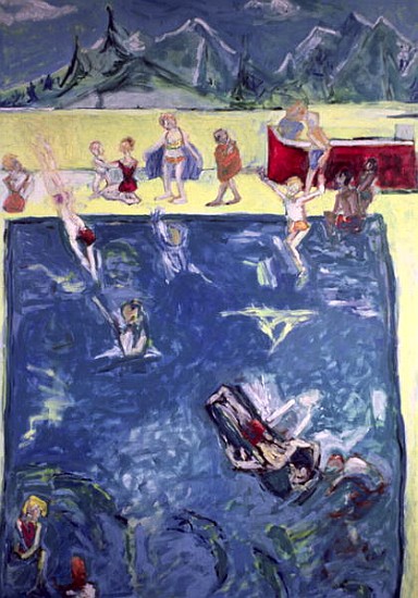 Swimmers in Wengen (oil on canvas)  van Julie  Held