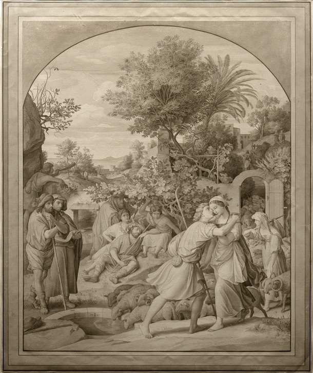 Jakob und Rahel am Brunnen van Julius Schnorr von Carolsfeld