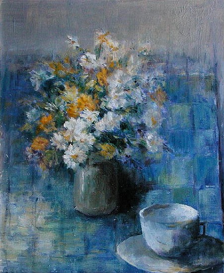 Teacup and Daisies (oil on canvas)  van Karen  Armitage
