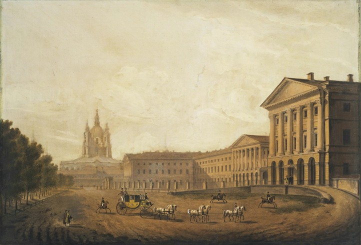 View of the Smolny Institute for Noble Maidens in Saint Petersburg van Karl Petrowitsch Beggrow