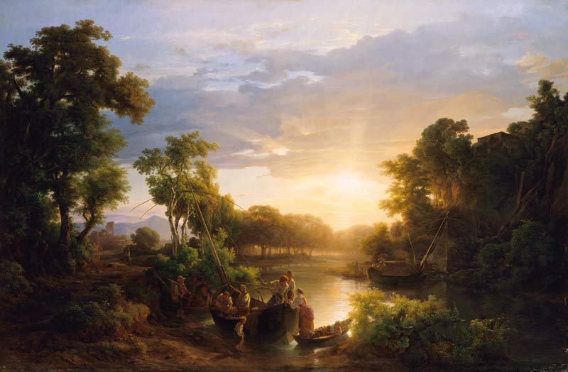 Fischer an einem Fluss. van Károly Markó