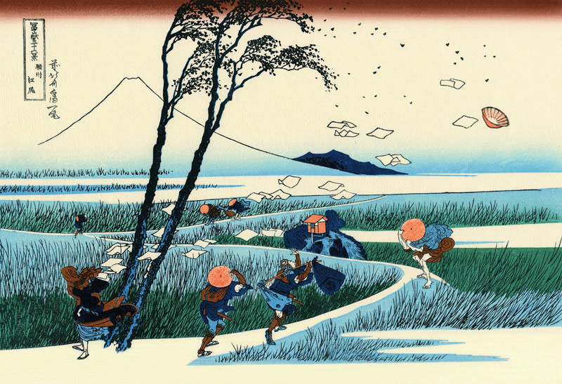 Ejiri in the Suruga province (from a Series "36 Views of Mount Fuji") van Katsushika Hokusai