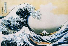 De grote golf van Kanawaka: Serie: 36 beelden van de berg Fuji. Late versie. - Katsushika Hokusai