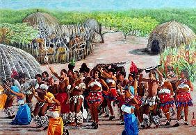 Zulu Celebration, 1989 (gouache on rice paper) 