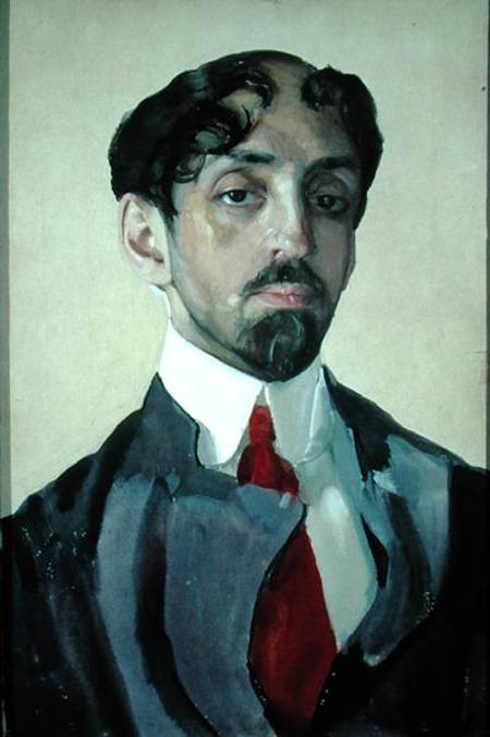 Portrait of Mikhail Kuzmin (1875-1936) van Konstantin Somow