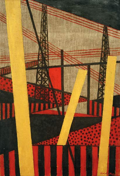 Radio und Eisenbahnlandschaft van László Moholy-Nagy
