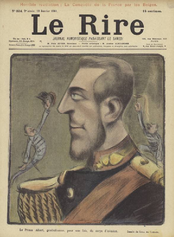 Prince Albert of Belgium, Illustration for Le Rire (colour litho) van Leal de Camara