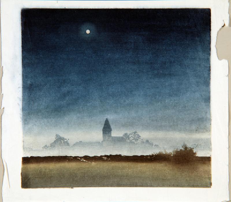 Moonlit Landscape, c.1920 (woodblock) van Leo Frank