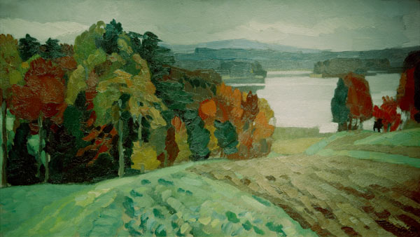 Landschaft mit See (Langbuergner van Leo Putz