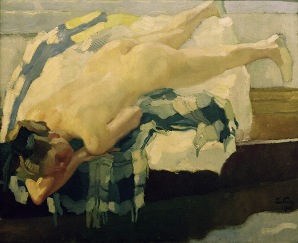 Weiblicher Akt im Kahn, 1912. van Leo Putz