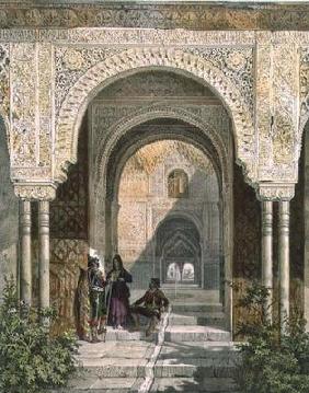 The Room of the Two Sisters in the Alhambra, Granada, 1853 (litho)