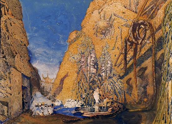 Stage set for the ''Dieu Bleu'', Reynaldo Hahn (1845-1947) 1911 van Leon Nikolajewitsch Bakst