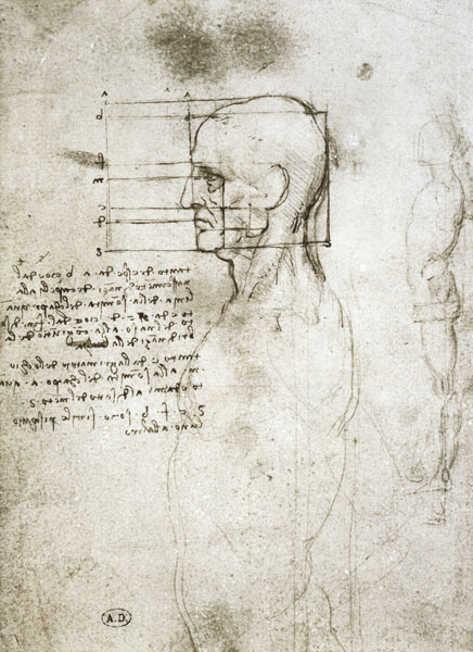 Head of an Old Man in Profile, facsimile copy  and van Leonardo da Vinci
