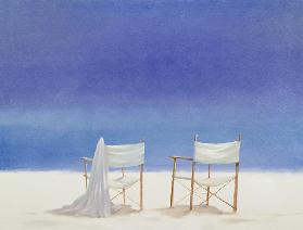 Chairs on the beach, 1995 (acrylic on canvas)  1995