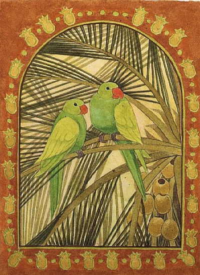 Green Parakeets van Linda  Benton