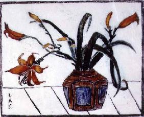 The Ginger Jar (colour linocut)