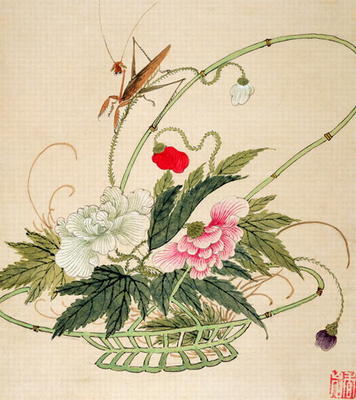 One of a series of paintings of flowers and insects, late 19th century (w/c on paper) van Liu Hua