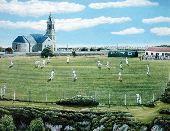 Cricket Match on Portland (oil on canvas)  van Liz  Wright