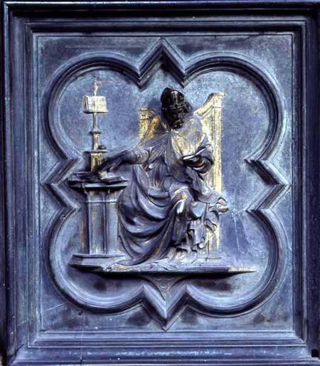St Ambrose, panel E of the North Doors of the Baptistery of San Giovanni van Lorenzo  Ghiberti