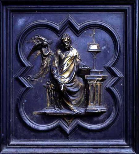 St Matthew the Evangelist, panel B of the North Doors of the Baptistery of San Giovanni van Lorenzo  Ghiberti