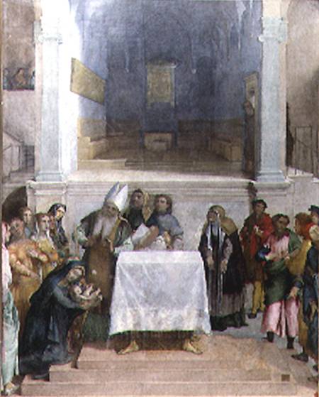 The Presentation of Christ in the Temple van Lorenzo Lotto