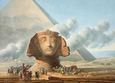 View of the Head of the Sphinx and the Pyramid of Khafre