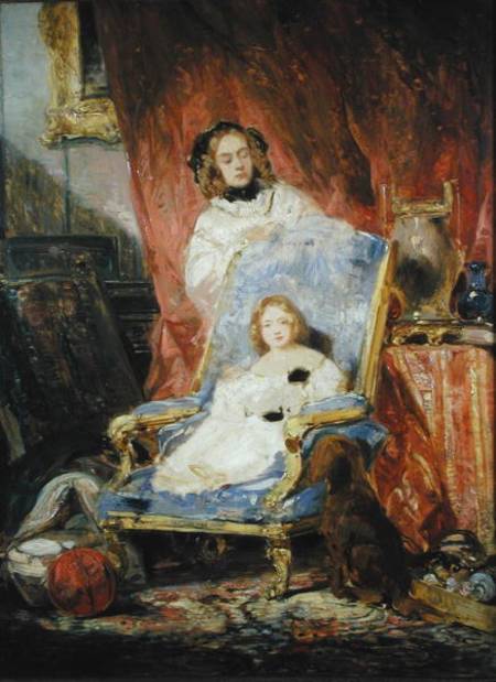 Madame Eugene Isabey and her Daughter van Louis Gabriel Eugène Isabey