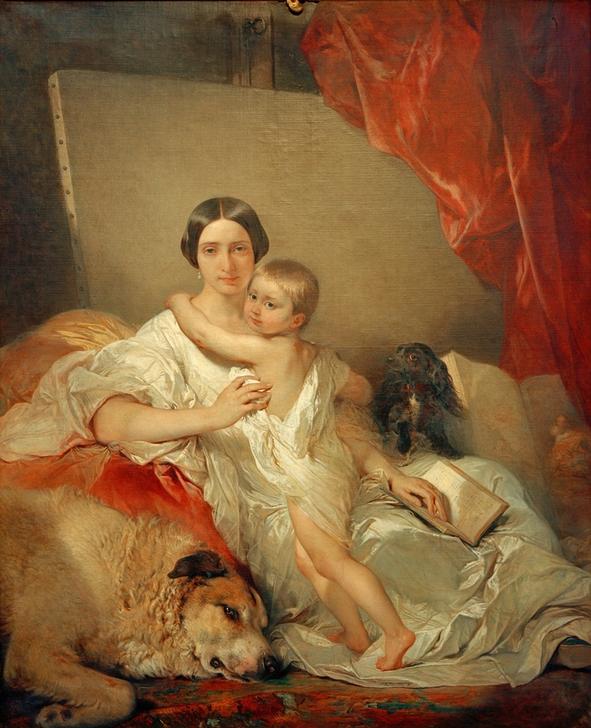 Madame Louis Gallait et sa fille van Louis Gallait