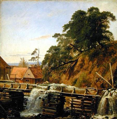 A Watermill in Christiania van Louis Gurlitt