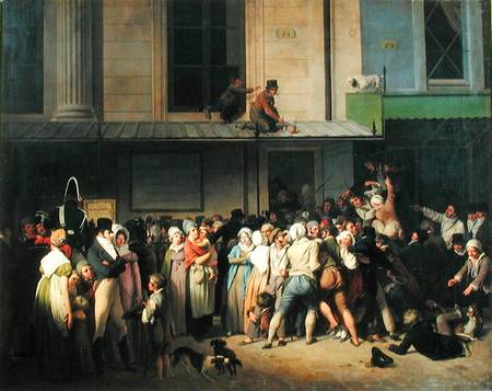 The Entrance to the Theatre de l'Ambigu-Comique before a Free Performance van Louis-Léopold Boilly