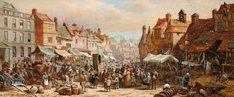 Markttag in Chippenham. van Louise Rayner