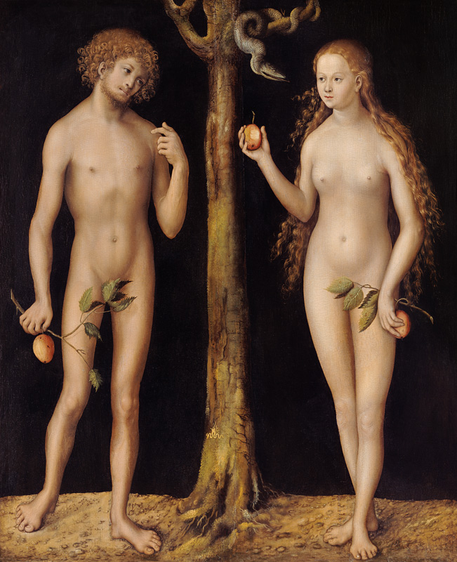 Adam und Eva. van Lucas Cranach (de oude)