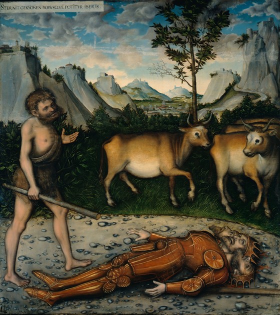 Hercules and the Cattle of Geryones (From The Labours of Hercules) van Lucas Cranach (de oude)