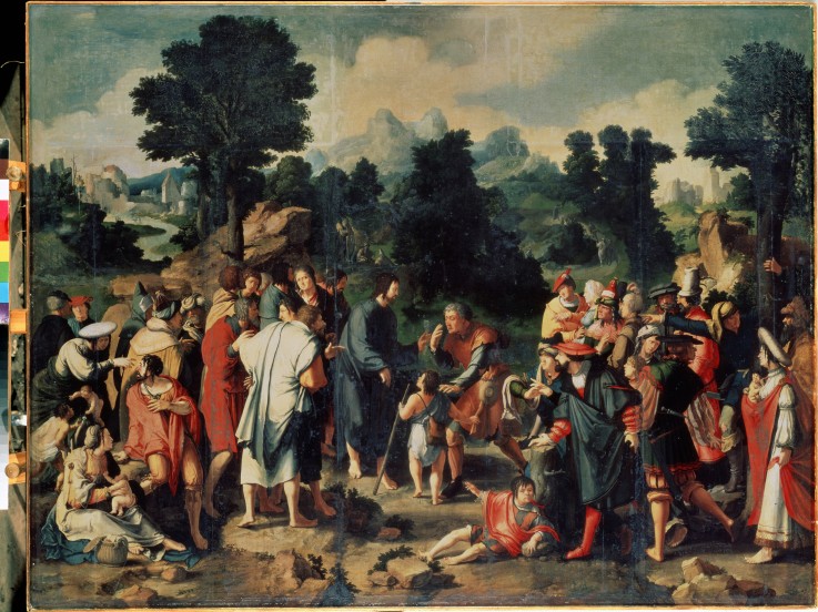 The Healing of Blind Man of Jericho (Central panel) van Lucas van Leyden