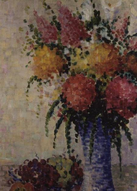 Fruit and Flowers in a Blue Vase van Lucie Cousturier