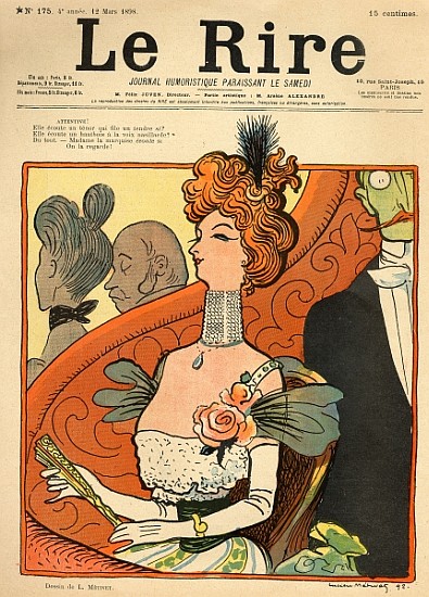 Caricature of a French Marquise, from the front cover of ''Le Rire'', 12th March 1898 van Lucien Métivet