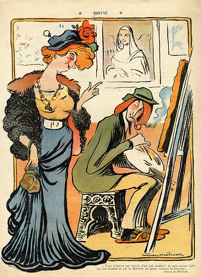 Phryne: caricature of an artist''s model, from the back cover of ''Le Rire'', 23rd February 1907 van Lucien Métivet