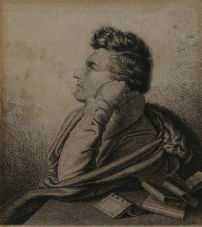 Portrait of the poet Heinrich Heine (1797-1856) van Ludwig Emil Grimm