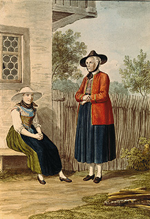 Trachtenstudie zweier Bäuerinnen aus Rottenbuch. van Ludwig Neureuther