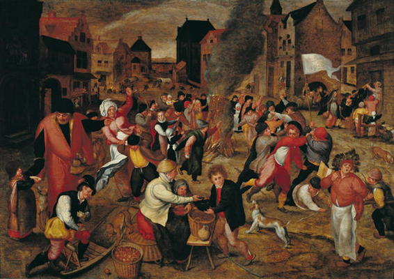 The Fires of St. Martin (oil on panel) van Maerten van Cleve
