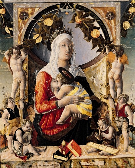 The Virgin and Child Surrounded by Eight Angels van Marco Zoppo