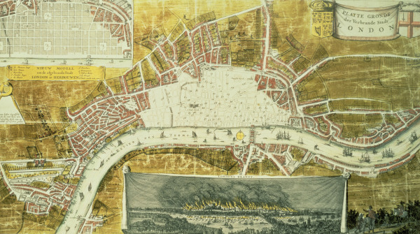 London, city plan after the fire 1666 van Marcus Willemsz Doornik