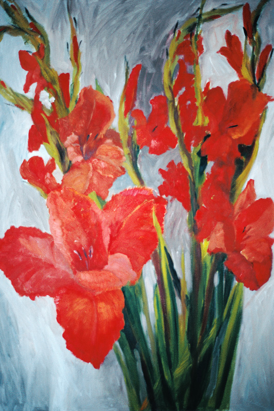 Red Gladioli (oil on canvas)  van Margaret  Norris